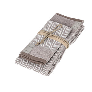 Apri immagine nella presentazione, Set asciugamani spugna 1+1 Chevron Fazzini naturale
